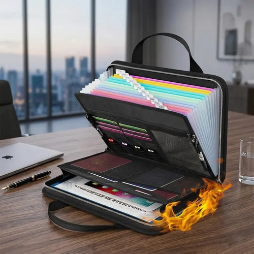 🔥 Fire-Resistant Document Organizer Bag – Large Capacity A4 File Storage Case