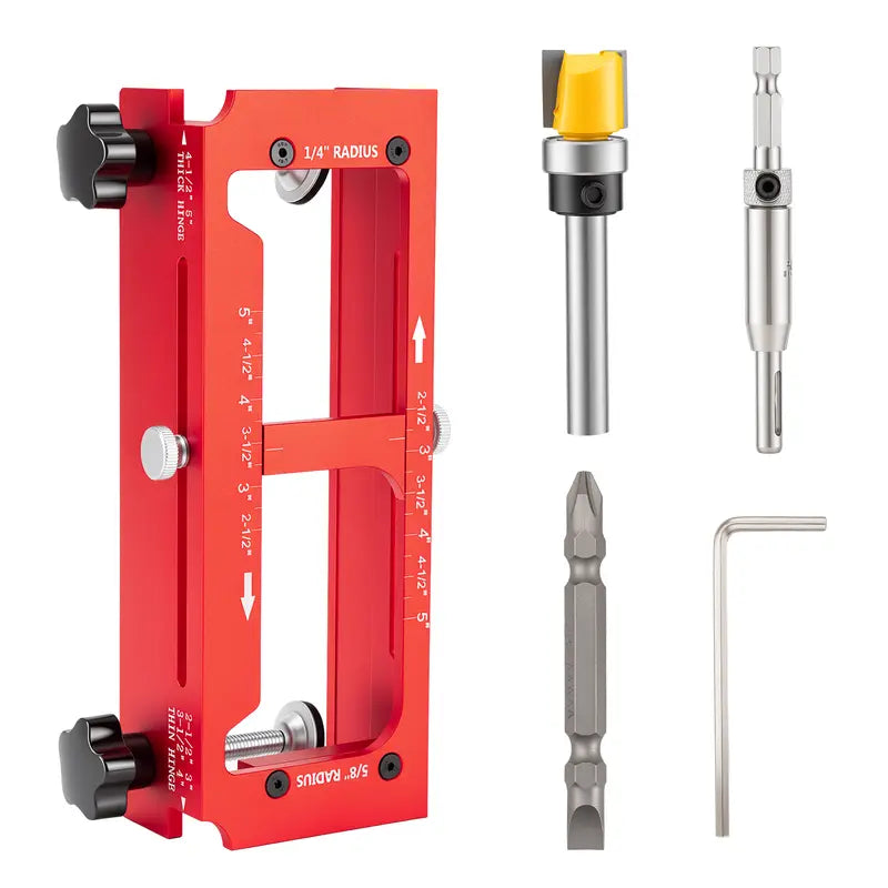 🔧 Adjustable Aluminum Door Hinge Jig Kit – Precision Mortising Template for 2.5"–5" Hinges