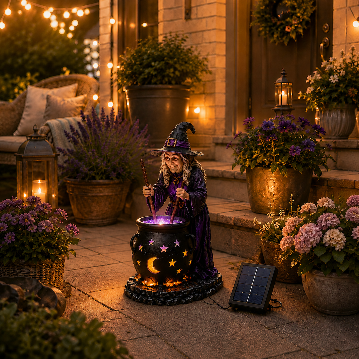 🌙 Glowing Witch Cauldron Solar Decor – Enchant Your Halloween Yard