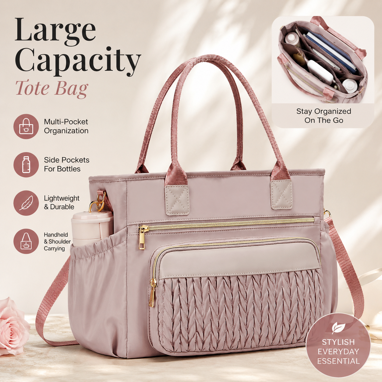 👜 Stylish Insulated Lunch Tote Bag for Women – Leakproof Cooler Bag with Multiple Pockets & Adjustable Shoulder Strap