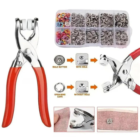 ✨ No-Sew Snap Button Kit – Fix Clothes, Jeans & Bags in Seconds with Easy Press Pliers