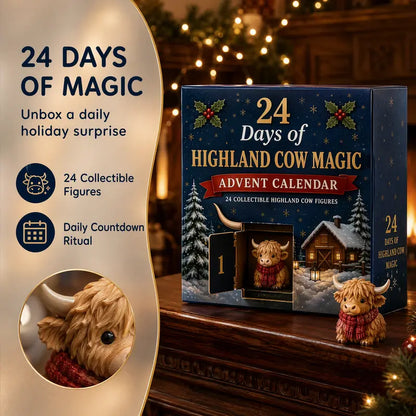 🎄 24-Day Highland Cow Advent Calendar – Christmas Countdown with 24 Collectible Mini Figures