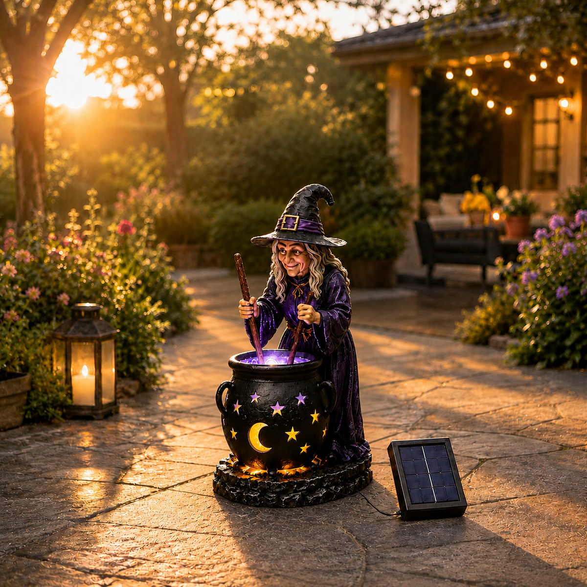 🌙 Glowing Witch Cauldron Solar Decor – Enchant Your Halloween Yard