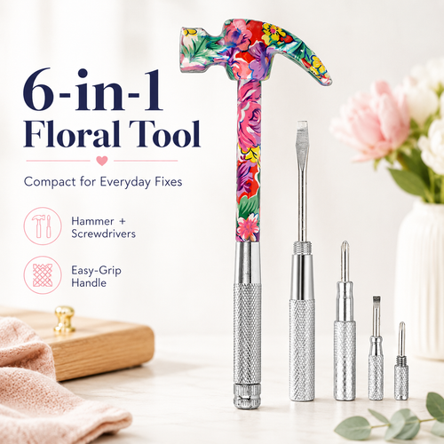 6 in 1 Mini Multi-Function Floral Hammer Screwdriver Tool