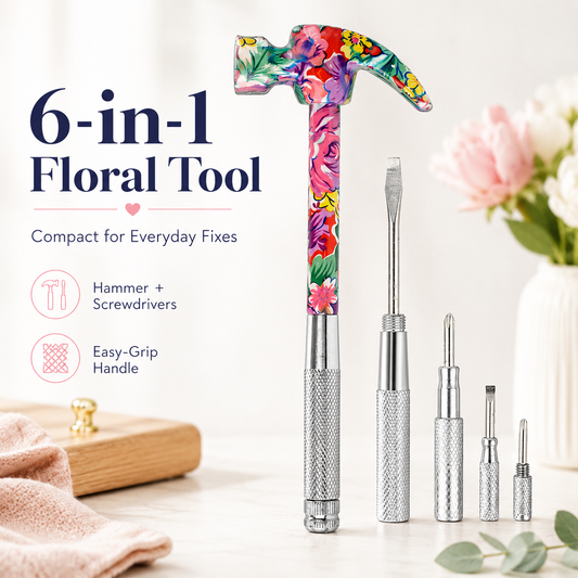 6 in 1 Mini Multi-Function Floral Hammer Screwdriver Tool