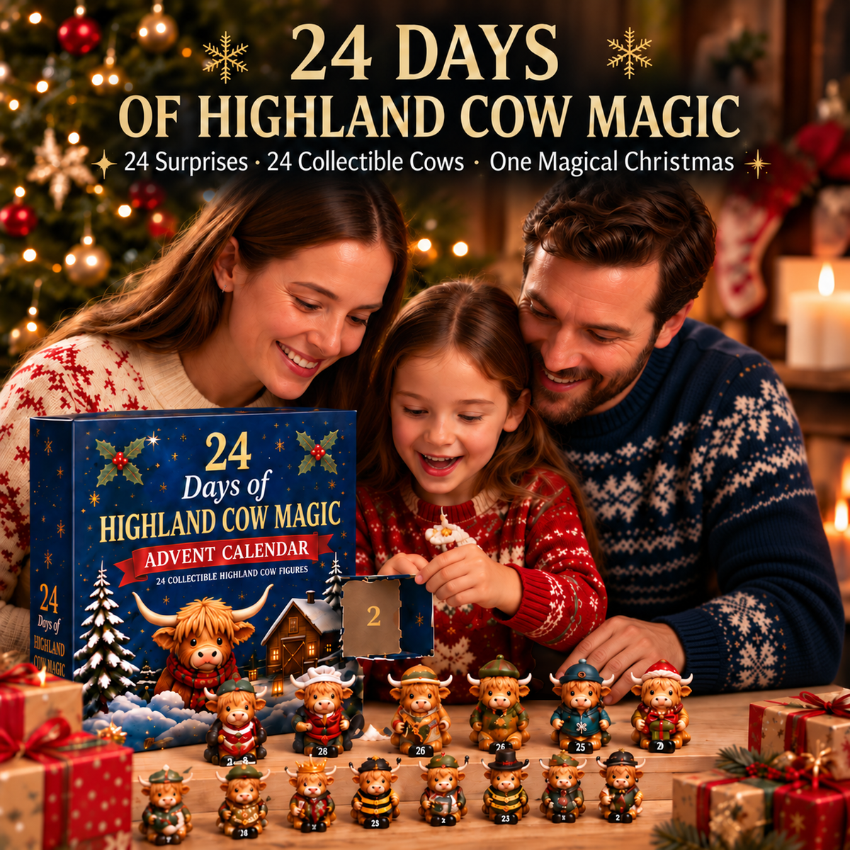 ⏳ Last Day 49% OFF –🐮24-Day Highland Cow Advent Calendar