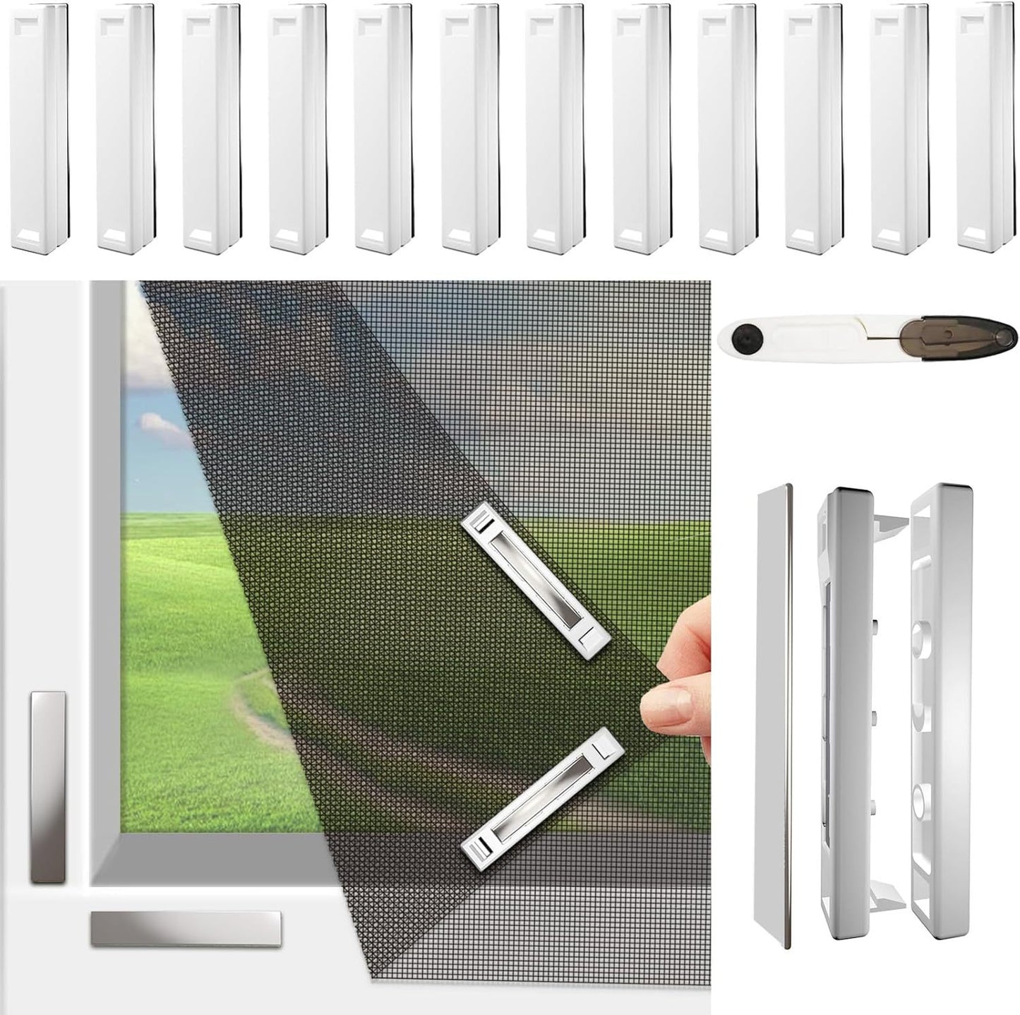 🪟 Magnetic Window Screen Kit – Cut-to-Fit No-Drill Mosquito Mesh for Any Window