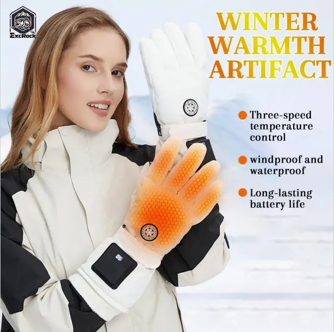 🔥 Rechargeable Heated Gloves – 3 Heat Settings, Waterproof Touchscreen Winter Gloves