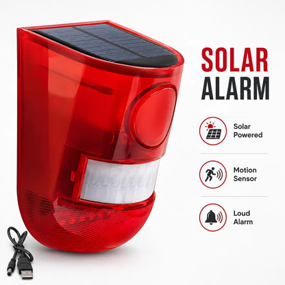🚨 129dB Solar Motion Sensor Alarm – Loud Siren & Flashing LED Security Alert