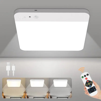 💡 Rechargeable Motion Sensor Ceiling Light – No Wiring, Dimmable & Remote Controlled
