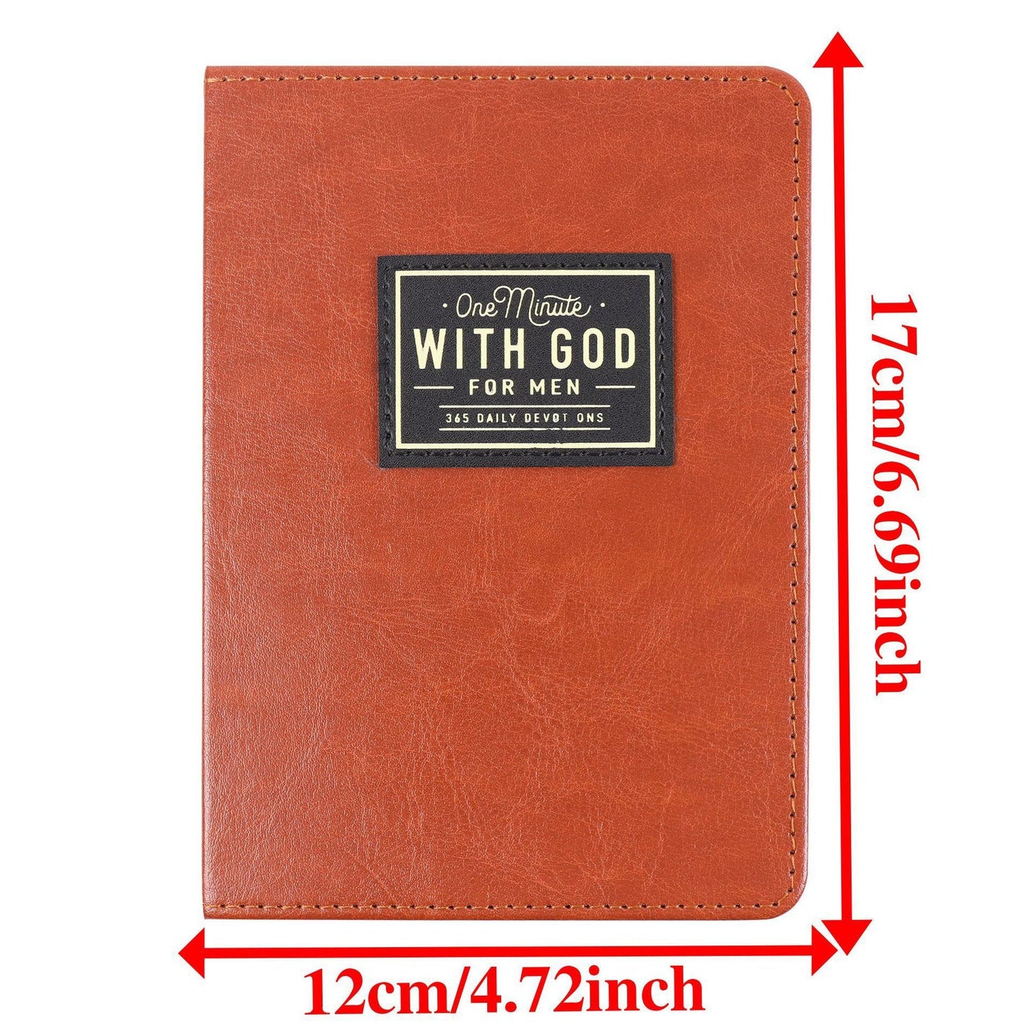 One Minute with God for Men – 365 Days Daily Devotional, Brown Faux Leather Flexcover, Christian Gift for Men, Bible Prayer Journal for Dad Husband Father, Portable Pocket Size