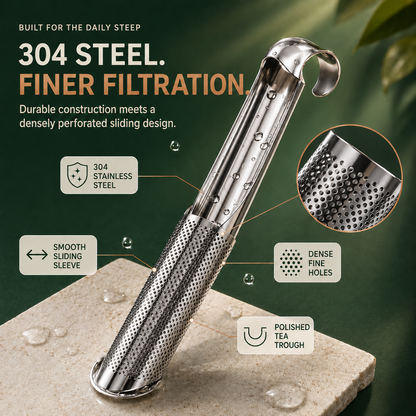 304 Stainless Steel Slide-Open Loose Leaf Tea Infuser – Easy Steeping & Cleanup 🍵