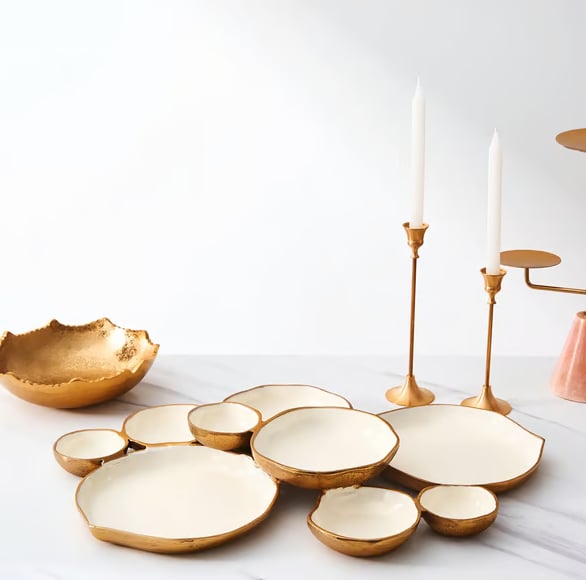 🔥 Limited-Time Sale🔥🍽️ Cluster Accent Bowls – Shiny Gold Snack & Appetizer Serving Dish
