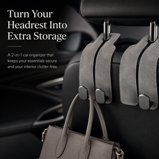 🚗 2-in-1 Car Headrest Organizer Hook & Phone Holder – Keep Bags Secure & Your Car Clutter-Free