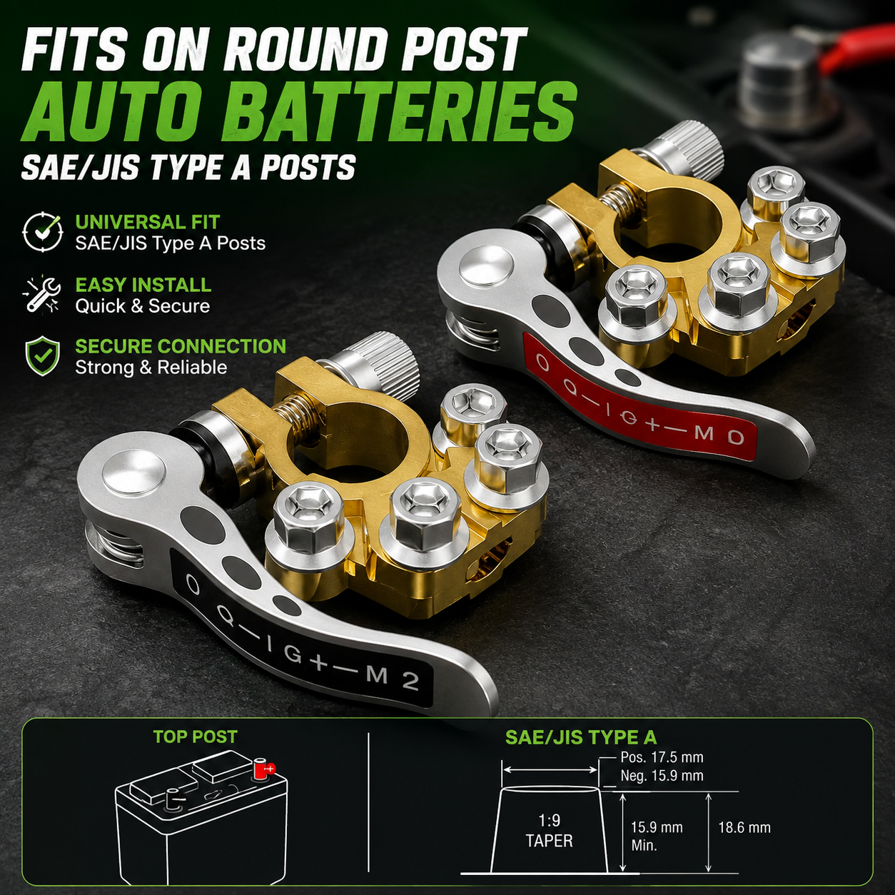 🔋 4-Way Battery Terminal Connectors | 12V & 24V Car & Truck Battery Clamps