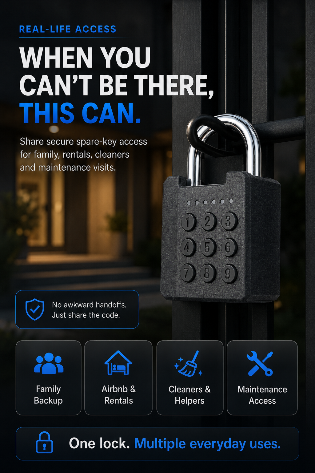 🔐 Digital Keypad Padlock with Hidden Spare Key Storage 🔑