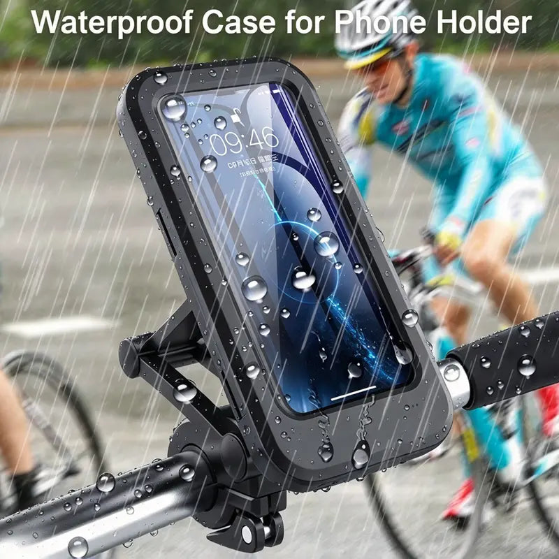 🚴 Waterproof Bike Phone Mount – 360° Rotating Shockproof Handlebar Holder for 4–6.7" Phones