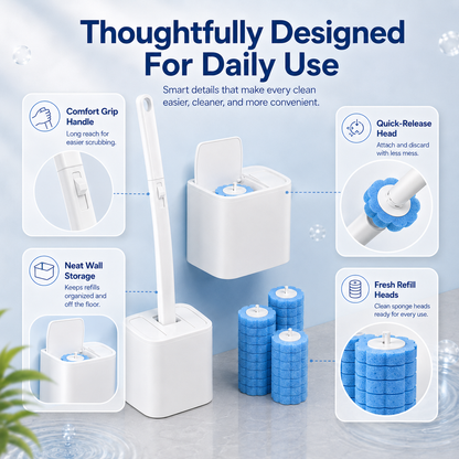 🚽 Disposable Toilet Cleaning System | Wall-Mounted Hygienic Toilet Brush Kit