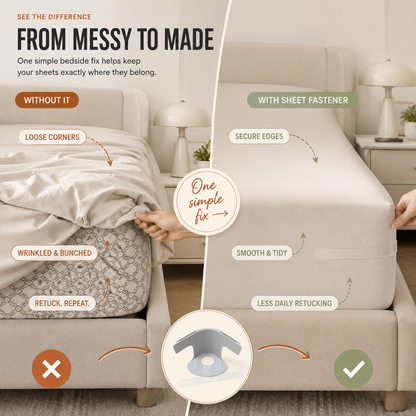 No-Slip Bed Sheet Fasteners with Invisible Clear Locking Strip 🛏️
