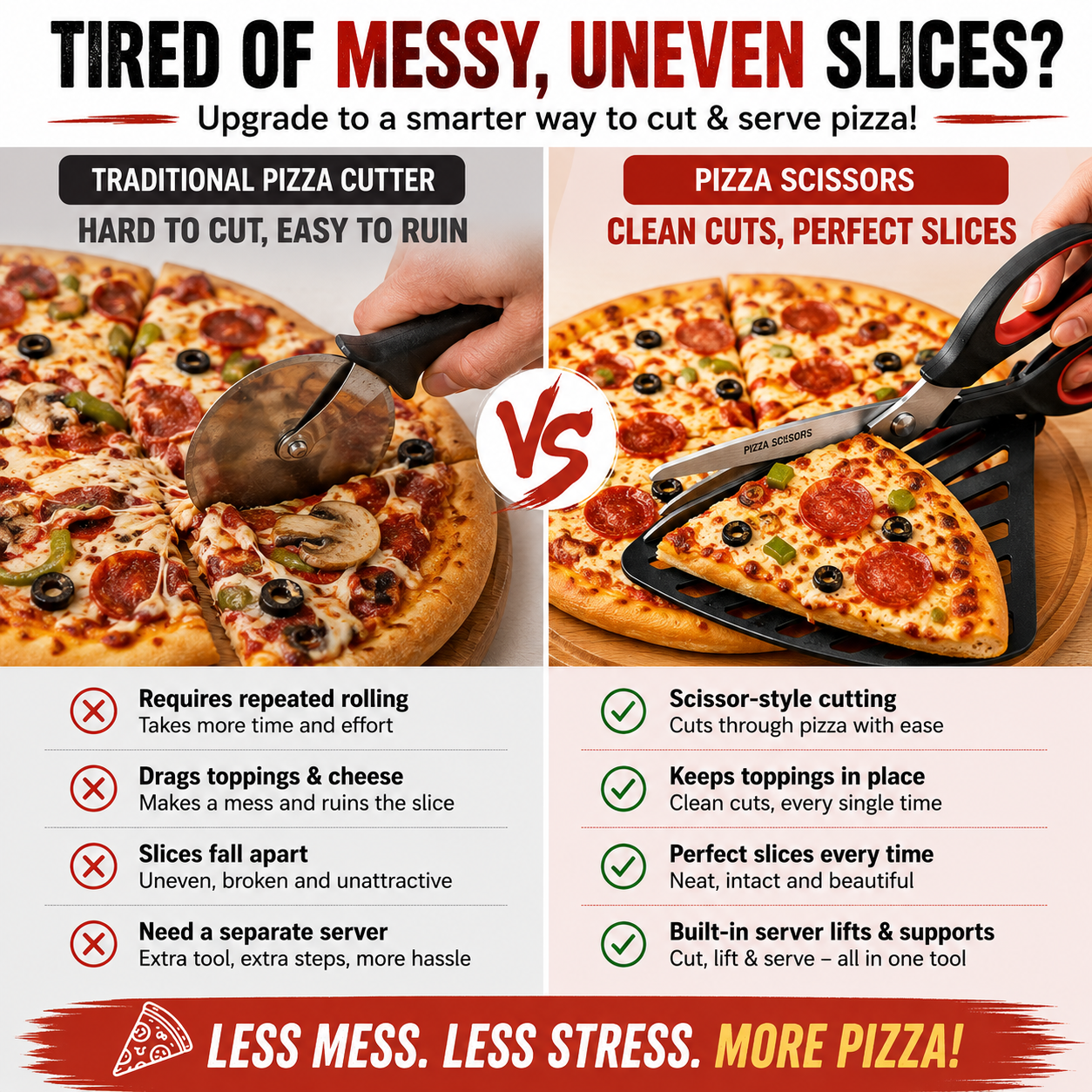 🍕 Pizza Scissors Pro – Cut, Lift & Serve Perfect Pizza Slices in One Easy Motion