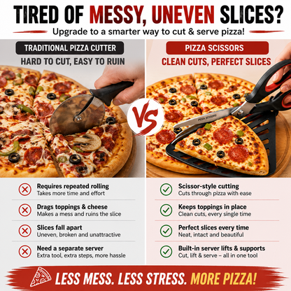 🍕 Pizza Scissors Pro – Cut, Lift & Serve Perfect Pizza Slices in One Easy Motion