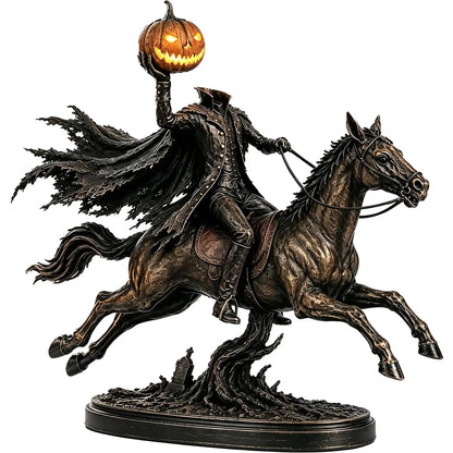 🎃 HOT SALE | Lighted Headless Horseman Statue – LED Pumpkin Halloween Decor for Mantel, Desk & Home