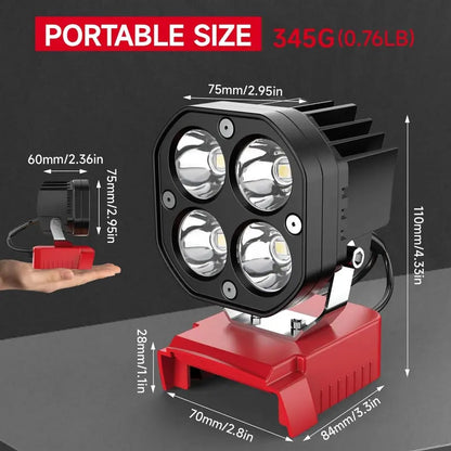 🛠️💡LED Work Light Compatible with Milwaukee 18V Battery/Dewalt 18V&20V Battery