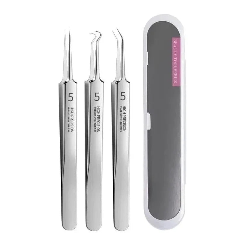 ✨ Precision Blackhead Tweezer Set – 3 Stainless Steel Tip Styles