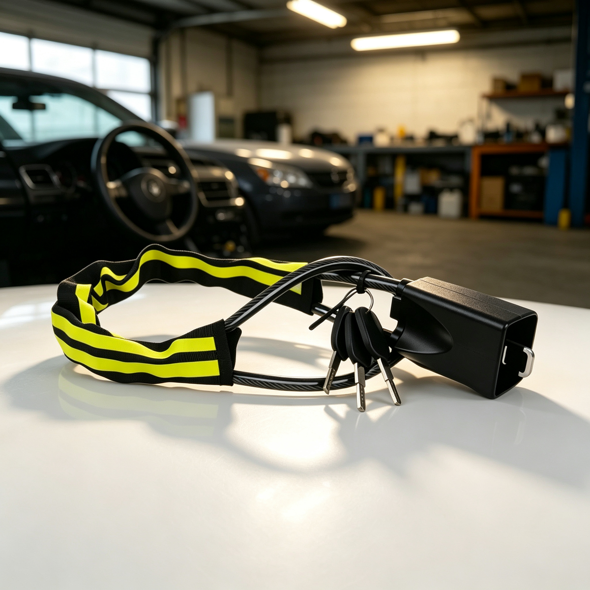 Heavy-Duty Steering Wheel Anti-Theft Cable Lock