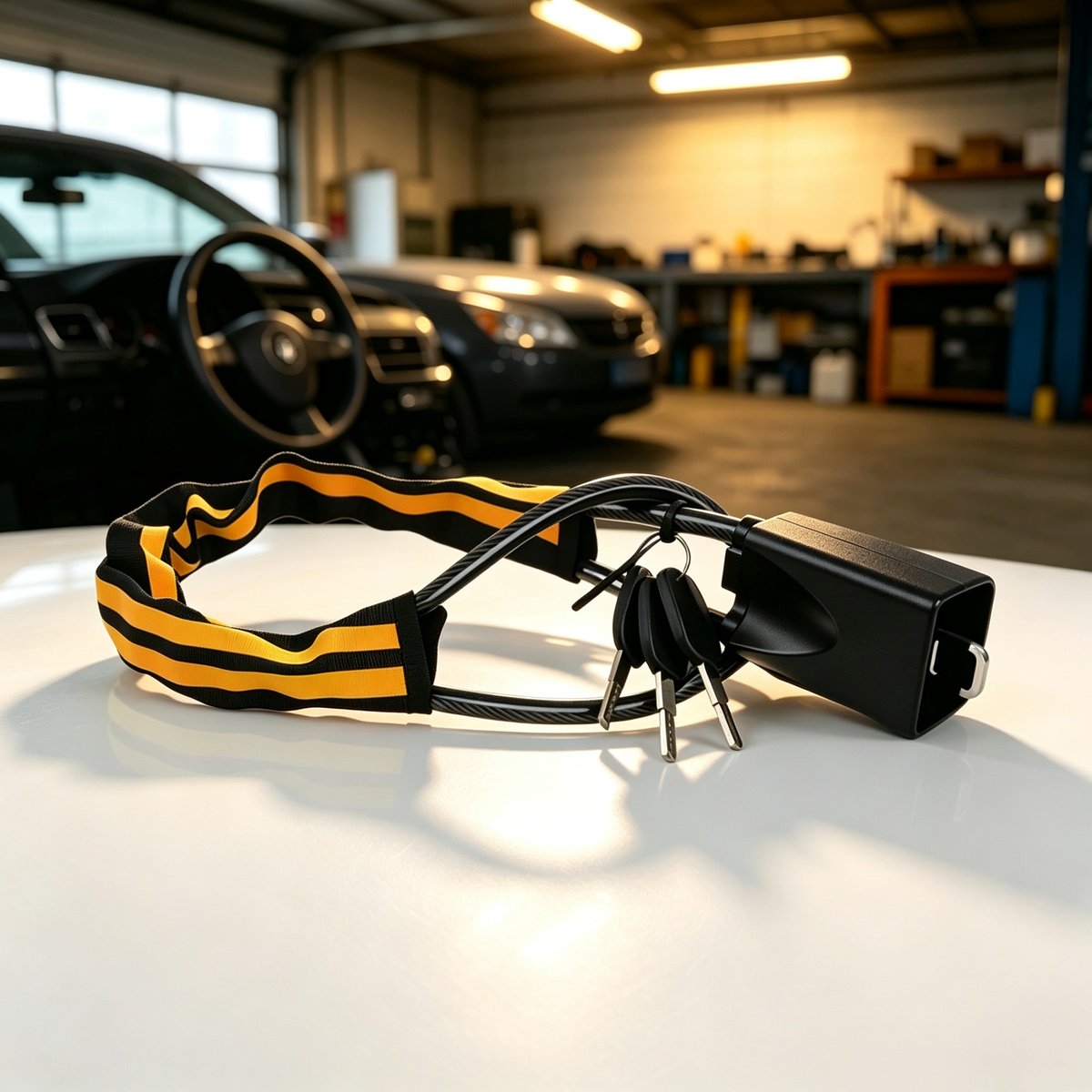 Heavy-Duty Steering Wheel Anti-Theft Cable Lock