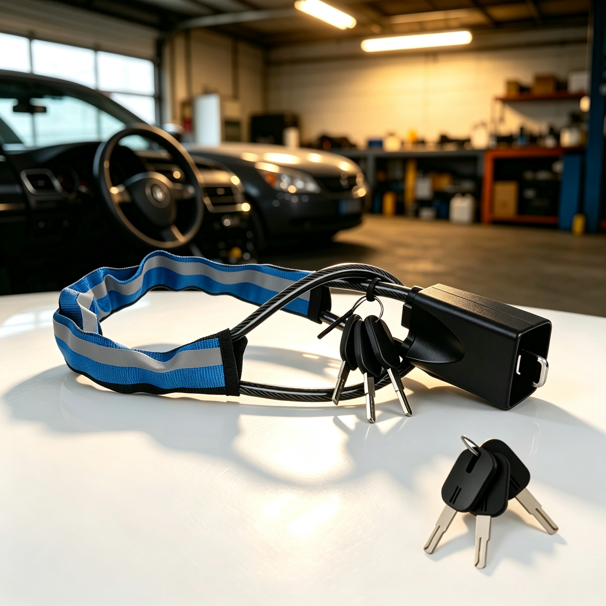 Heavy-Duty Steering Wheel Anti-Theft Cable Lock