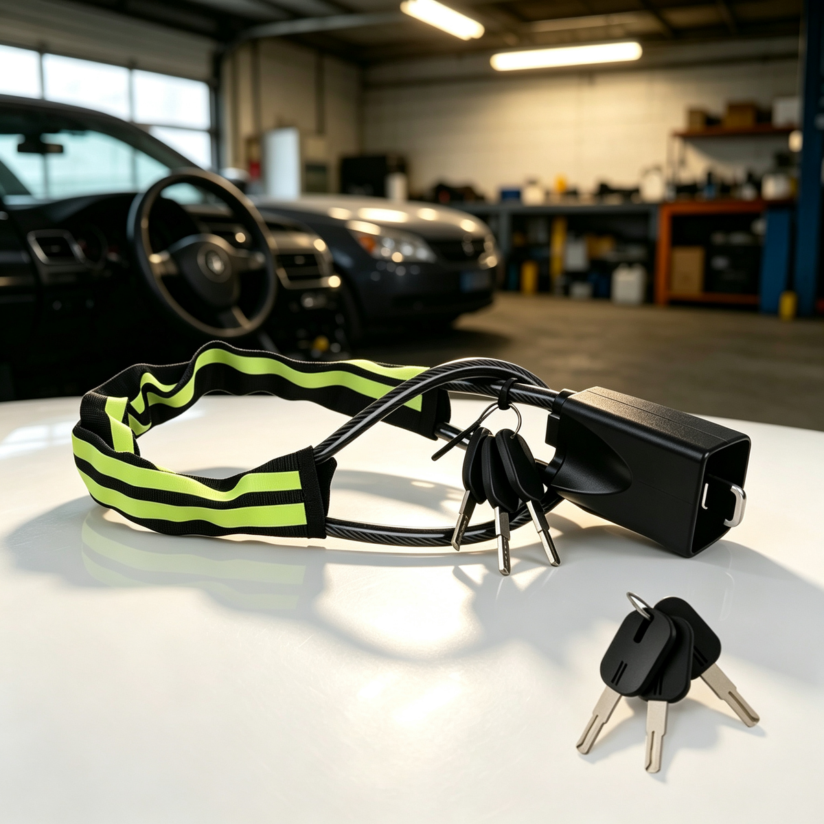 Heavy-Duty Steering Wheel Anti-Theft Cable Lock