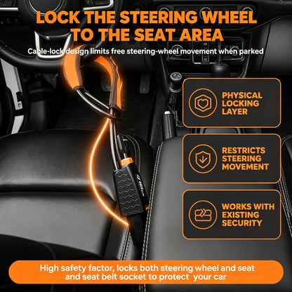 Heavy-Duty Steering Wheel Anti-Theft Cable Lock