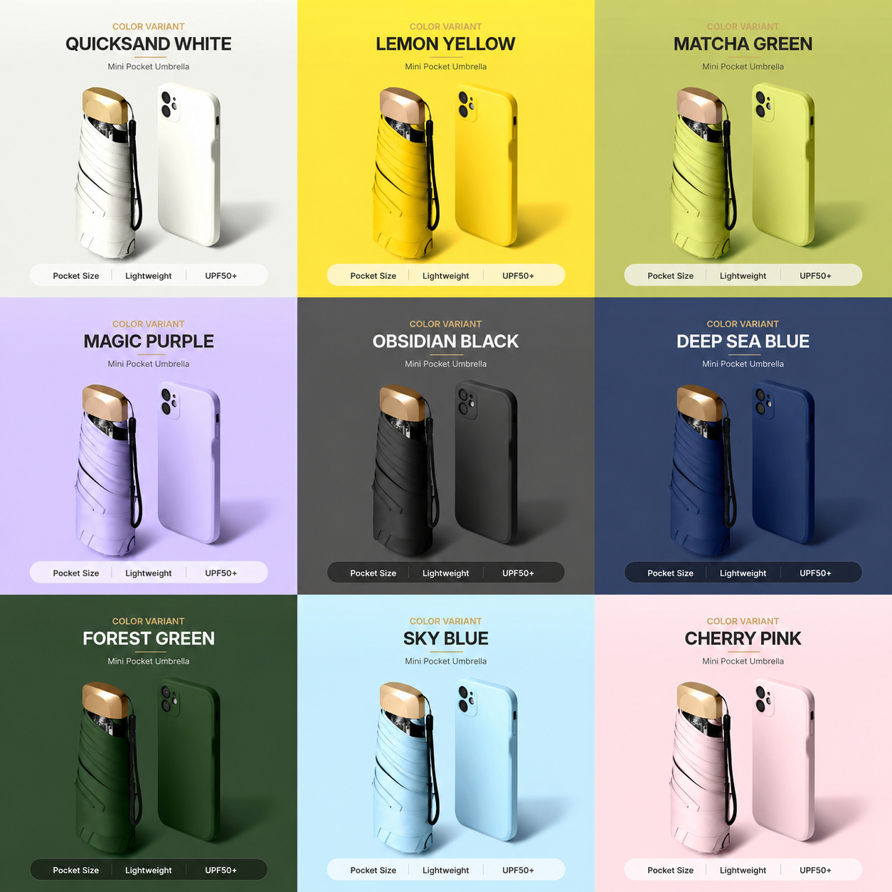 Portable capsule umbrella color variants