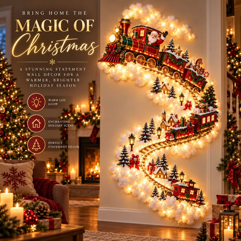 ✨ Christmas Wall Magic Lighted Decoration – Warm Glowing Holiday Wall Display