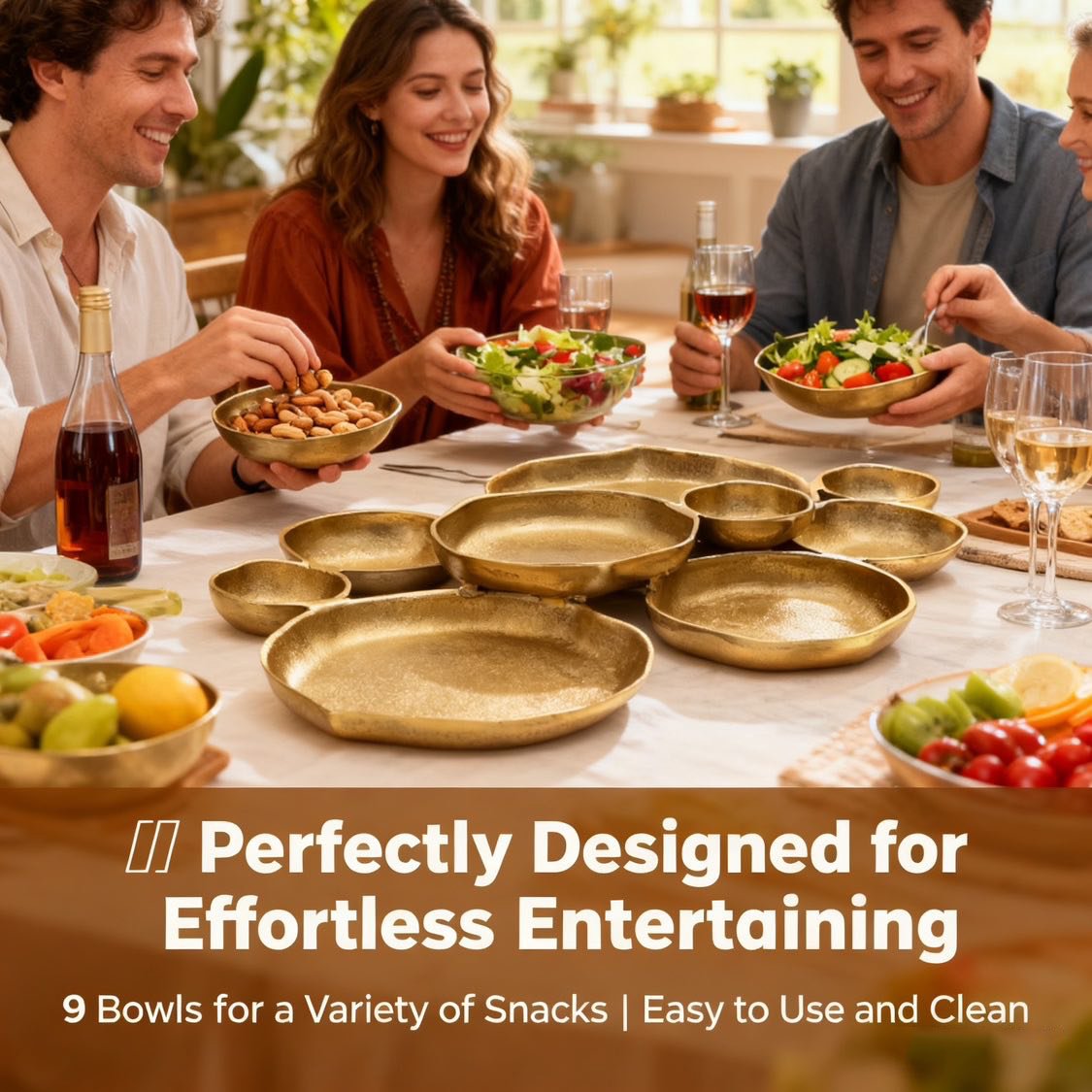 🔥 Limited-Time Sale🔥🍽️ Cluster Accent Bowls – Shiny Gold Snack & Appetizer Serving Dish