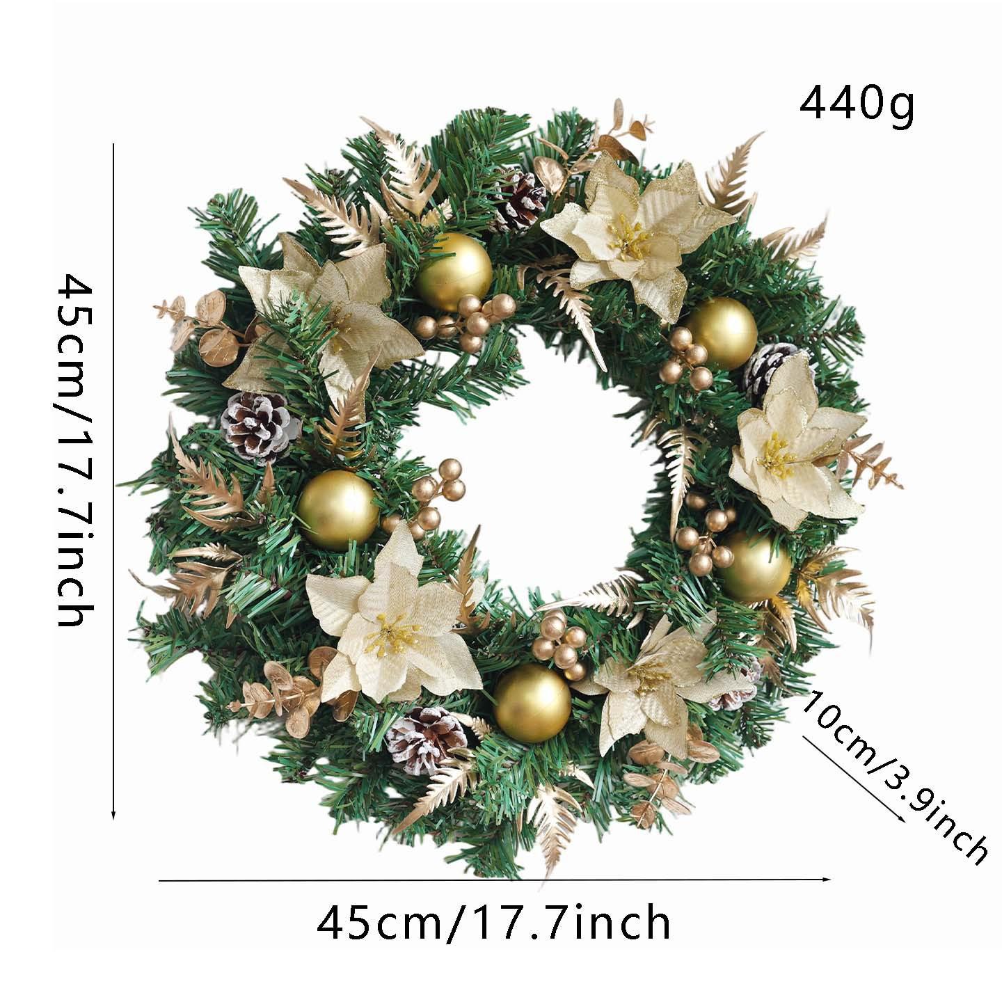 🎄 17.7" Christmas Wreath – Instant Holiday Magic for Your Home