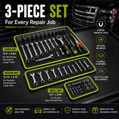 🧲 SEESE 3PC Flexible Magnetic Tool Mat & Tray Holder