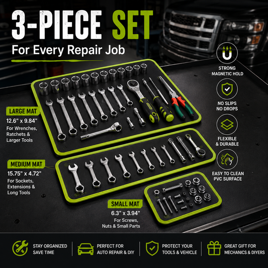 🧲 3PC Flexible Magnetic Tool Mat & Tray Holder