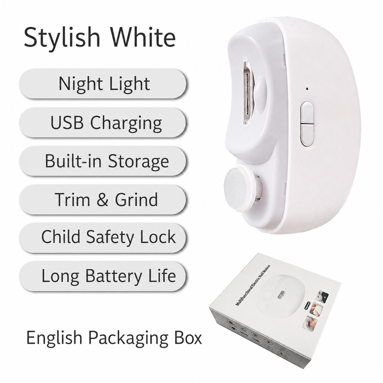 Automatic Electric Nail Clipper & Polisher – Easy Trim, Smooth Finish & Mess-Free Nail Care