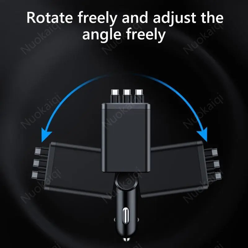 ✨ 7-in-1 Retractable Car Charger with Star Projector & 120W Fast Charge