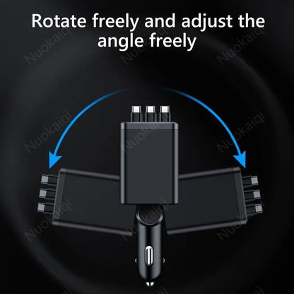 ✨ 7-in-1 Retractable Car Charger with Star Projector & 120W Fast Charge