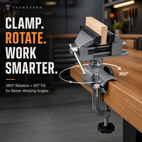 🔧 360° Rotating Bench Vise – Multi-Angle Clamp for DIY & Woodworking