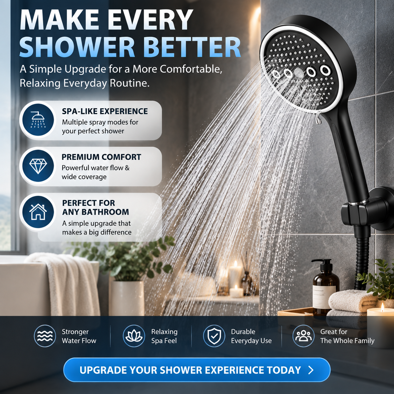 🚿 50% OFF 6-Mode High-Pressure Handheld Shower Head – Spa-Like Comfort at Home