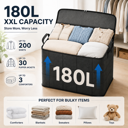 🔥 LAST DAY 50% OFF! 🏠 XXL 180L Storage Bag – Large Capacity Moving & Closet Organizer for Quilts, Bedding & Sweaters
