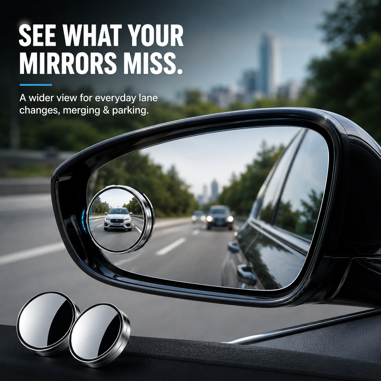 🚗 2-Pack 360° Adjustable Blind Spot Mirrors – Wide-Angle HD Car Side Mirror