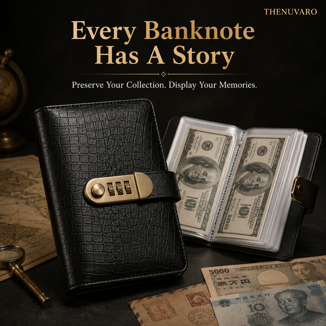 💵 Banknote Collection Book – Preserve Your Currency Stories with a Secure Locking Album
