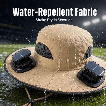 Double Solar Fan Fishing Hat – Unisex 3-Speed Cooling Brimmed Hat, USB Rechargeable, Lotus Leaf Waterproof, UPF Sun Protection for Outdoor Hiking Gardening Travel