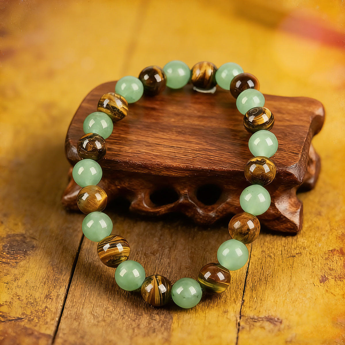💰 Money Attraction Crystal Bracelet – Green Aventurine & Tiger Eye Lucky Beaded Bracelet for Abundance, Confidence & Everyday Wear