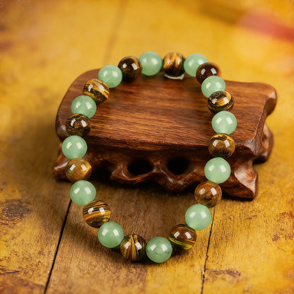 💰 Money Attraction Crystal Bracelet – Green Aventurine & Tiger Eye Lucky Beaded Bracelet for Abundance, Confidence & Everyday Wear
